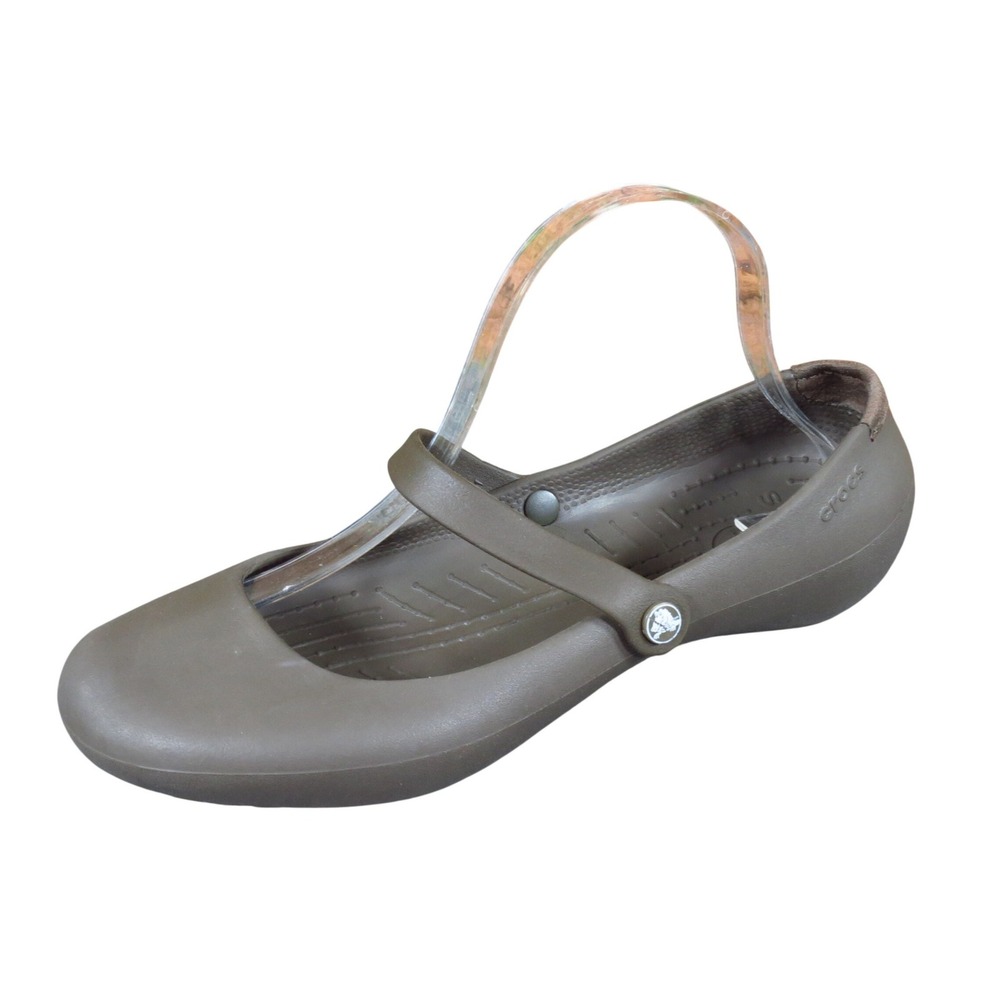 Crocs Alice Women Mary Jane Flats Size 9 Work Comfort Brown Croslite Shoes